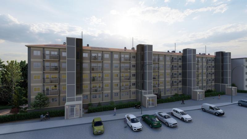 3D rendering of apartment block