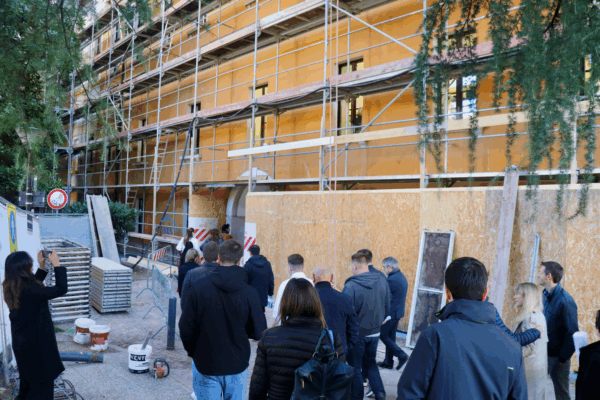 people visiting construction site
