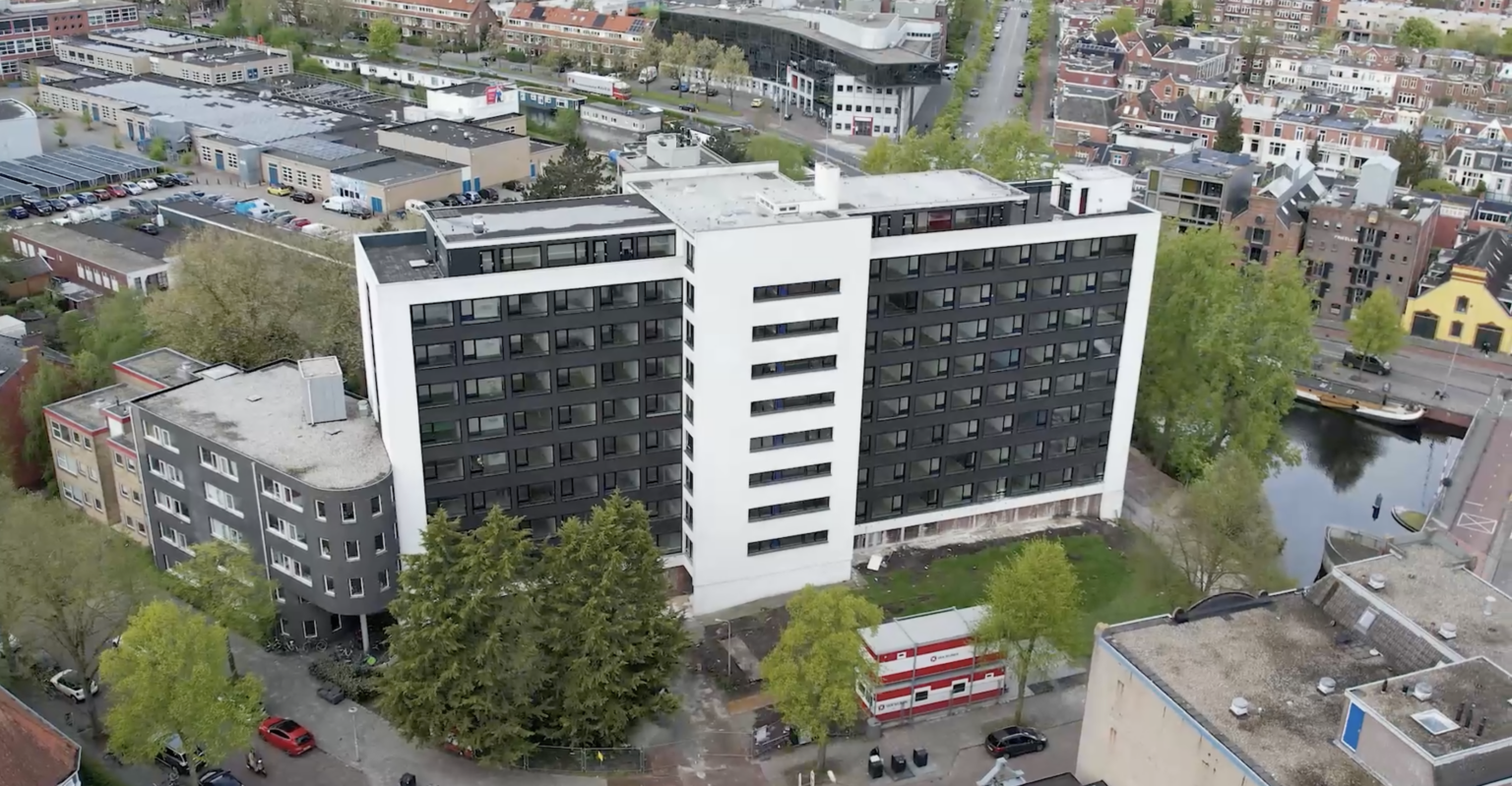 drone shot apartment building